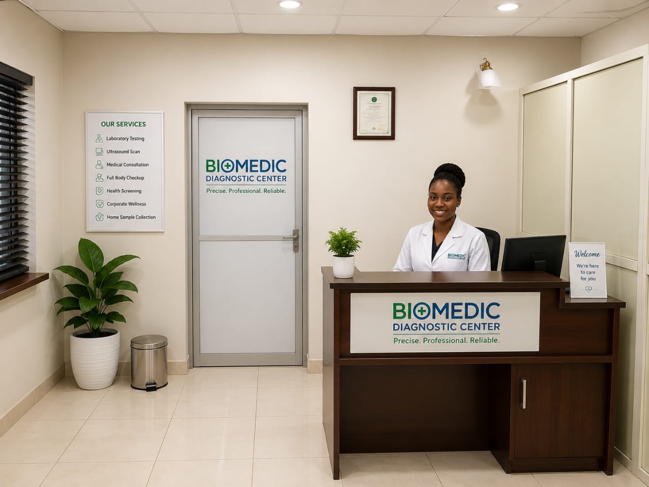 Professional reception at Biomedic Diagnostic Center